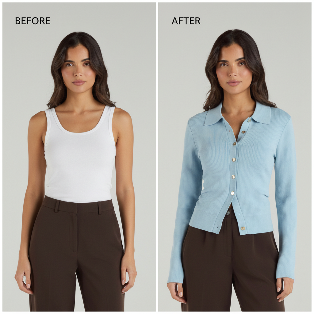 Gilet Maille Côtelée Bleu Clair